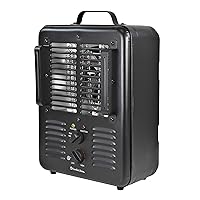 Comfort Zone Electric Portable Milkhouse Style Utility Space Heater with Adjustable Thermostat, 3-Prong Plug, Overheat Protection, & Tip-Over Switch, Ideal for Garage or Workshop, 1,500W, CZ799BK