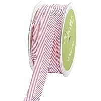May Arts 3/4-Inch Wide Ribbon, Mauve Twill with Chevron Stripes