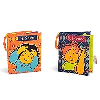 B. toys- B. baby- Touch & Feel- 2 Soft Fabric Books- Developmental Soft Interactive Books with Sounds & Bright Illustrations- 2 pcs- 6 Months +
