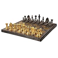 RoyalChessMall - Staunton Inspired Brass Metal Luxury Chess Pieces & Board Set -12