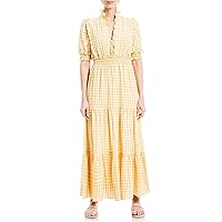 Max Studio Women's Plaid Smocked Tiered Maxi Dress