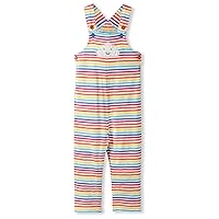 Organic Cotton Applique Baby Infant Toddler Overalls - Turquoise/Rainbow Stripes - Girl Boy Dungarees (0-4 Years)