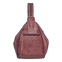 Marley Leather Concealed Carry Sling Backpack for Women, Locking YKK Zippers, RFID Organizer & Universal Holster (Bordo)