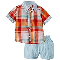 Masala Neat Shirt 2 Piece Set (Baby) - Orange-6-12 Months