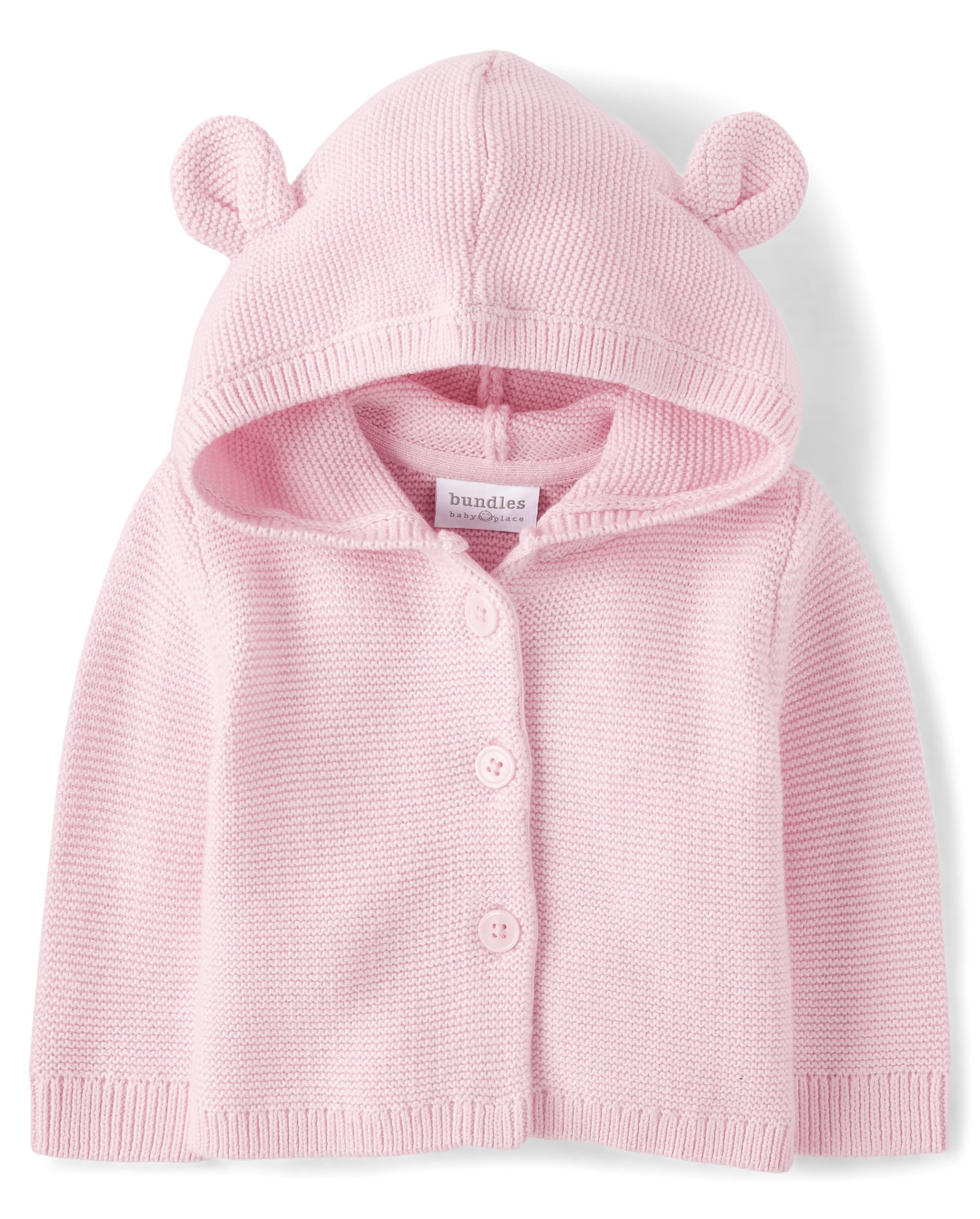 The Children's Place Baby and Newborn Long Sleeve Teddy Bear Ear Hood Cardigan Sweater