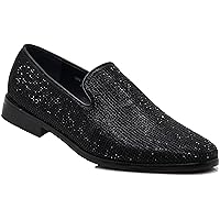 SPK24 Men Vintage Spikes Sparkle Formal Tuxedo Stage Fashion Slip On Loafer Dress Shoes