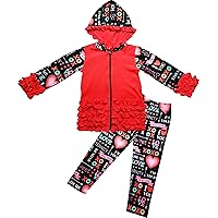 Girls Boutique Clothing Girls Valentine's Day Clothing Set Hoodie Outfit Pant Set