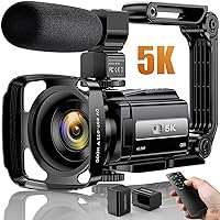 5K Video Camera Camcorder 48MP UHD WiFi IR Night Vision Vlogging Camera for YouTube 16X Digital Zoom 3” Touch Screen Camera Recorder with Microphone,Handheld Stabilizer,Lens Hood,Remote,2 Batteries