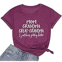 Grandma Shirts for Women Mom Grandma Great Grandma Graphic Tshirts Grandmom Gifts Tops Casual Gigi Tees Shirt
