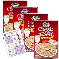 Classic Lunch Milk Crackers Bundle with - (4) 12.3oz Boxes of Heritage Mills Milk Crackers and (1) Wyked Yummy Kitchen Conversion Chart Magnet
