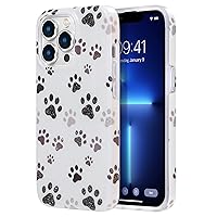 KIQ Cute Series for iPhone 14 Case for Women Girls Magnet Compatible with Mag Safe - iPhone 13 Pro Case, iPhone 13 Case 6.1 Inch (Glitter Dusted Paw Prints)