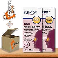 Equate Nasal Spray Original 12 Hour Max Strength - Compare to Afrin Original Active Ingredient + Includes Venancio’sfridge Sticker (Pack of 2)