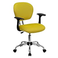 Flash Furniture Beverly Mid-Back Yellow Mesh Padded Swivel Task Office Chair with Chrome Base and Arms