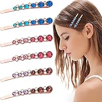 6PCS Crystal Floral Hair Clips Metal Diamond Bobby Hair Pins Pink Spiral Bling Decorative Hair Accessories for Women Girls Gift(Pink,Purple,Blue)