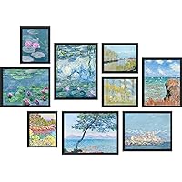 SIGNWIN Framed Poster Set of 9 Monet Watercolor Water Lilies Nature Wilderness Modern Art Decorative for Living Room, Bedroom, Office - 51