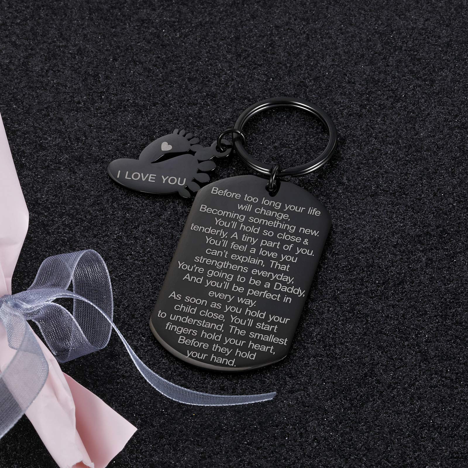 New Dad Keychain Daddy to Be Gifts Pregnancy Baby Announcement Gifts for Him New Father Mother Soon to Be Daddy Gifts for Men First Time Dads Moms Gifts from New Mommy Birthday Christmas Father’s Day