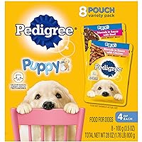 Pedigree Puppy Soft Wet Dog Food 8-Count Variety Pack, 3.5 Oz Pouches, 8 Count (Pack of 1)