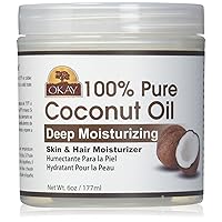 OKAY 100% Pure Coconut Oil Deep Moisturizing | Prevents Dryness & Flaking Of Skin | Softens Hair & Conditions Scalp | Great Moisturizer | For All Hair Textures And All Skin Types , 6 Ounce