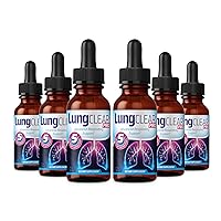 Lung Clear Pro Drops: Natural Respiratory Blend with Mullein, Cordyceps, and Ginger - Deep Breathing, Eases Mucus, and Supports Asthma - 2ml Twice/Day - 180-Day Supply - 60ml/2flOz per Bottle - 6 Pack