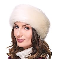Futrzane Winter Faux Fur Headband for Women - Fancy Ear Warmer (Ecru Rabbit)