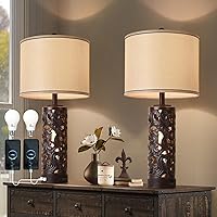 Set of 2 Table Lamps with Night Light, 28