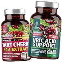 N1N Premium Tart Cherry Capsules and Uric Acid Support, All Natural Supplements to Support Joint Health, Uric Acid Cleanse and Energy Levels, 2 Pack Bundle