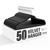 Simple Deluxe Velvet Hangers 50 Pack, Non-Slip Clothes Hangers with Shoulder Notches, 360° Swivel Hooks, Heavy Duty Coat Suit Hangers for Closet Space Saving, Black