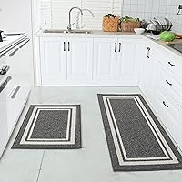 COSY HOMEER Kitchen Rugs Non-Slip 24x35/24x60 Inch Thick Polypropylene Standing Mat for Home Machine Washable, Black Frame
