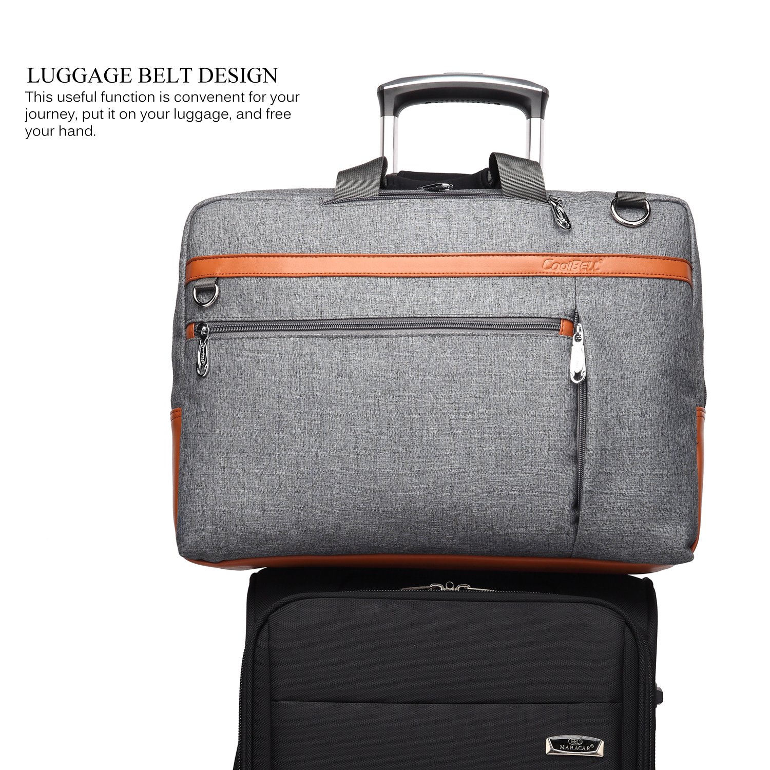 CoolBELL Convertible Backpack Shoulder bag Messenger Bag Laptop Case Business Briefcase Leisure Handbag Multi-functional Travel Rucksack Fits 17.3 Inch Laptop For Men/Women/Travel (New Grey)