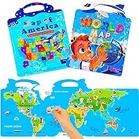 RAYNAG 2 Pieces Maps Stickers Books for Kids Jelly Stickers Activity Books Waterproof Stickers 3D Reusable Puffy Sticker Books Waterproof Stickers Removable Stickers for Teens Girls Boys Party Favor