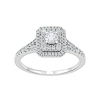 GILDED Lab Grown Diamond Engagement Ring 1/2 ct. T.W. - 1 ct T.W. SI1-SI2 color, F-G Clarity, Sterling Silver & Gold plated Lab diamond rings for women size 7 - Valentines Gifts for her