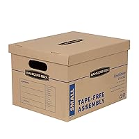 Bankers Box 10 Pack Small Classic Moving Boxes, Tape-Free with Reinforced Handles
