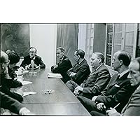 Vintage photo of The murder of Kerstin Blom. L. Hiort, GV Larsson, SH Furug229;rd, O. Pers233;lius, L. Kollander and R. B229;ngerud at the press conference