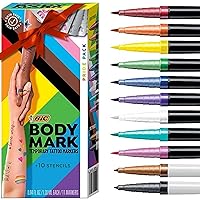 BODYMARK Celestial Set Temporary Tattoo Markers for Skin, Premium Brush  Tip, 3 Count Pack of Assorted Themed Colors and Stencils, Skin-Safe  Temporary