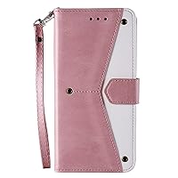 XRJNFHI-- Case Flip for Samsung Galaxy S24 Ultra/S24 Plus/S24, Wrist Strap Leather Wallet Case, Magnetic Book Folio Cover Shockproof (S24 Ultra,Pink)