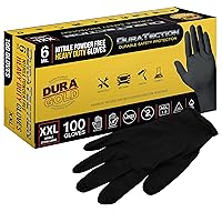 Dura-Gold HD Black Nitrile Disposable Gloves, Box of 100, Size XX-Large, 6 Mil - Latex Free, Powder Free, Textured Grip, Food Safe