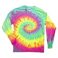 Tie Dye Long Sleeve Shirt Multi Color Minty Rainbow Swirl T-Shirt 2XL