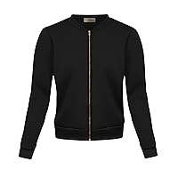 Hybrid & Company Women's Fashion Color Casual Office Comfy Zip Up Bomber Jacket Made in USA