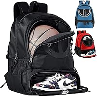 Mesh Black Basketball Soccer Bag Backpack Sports Volleyball Football Bag with Ball and Shoe Compartment for Boys Girls Man Women Ball Equipment Bag All Sports Venue…