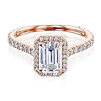 Kobelli Emerald Cut Moissanite Halo Engagement Ring