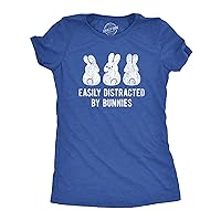 Womens Easily Distracted by Bunnies T Shirt Funny Rabbit Party Gift for Basket