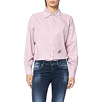 A｜X ARMANI EXCHANGE Women's Logo Detail Button Shirt with Exaggerate Sleeves