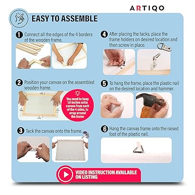 ARTIQO DIY Canvas Stretcher Bars 16x20 inch Canvas Frame - Easy to Assemble, Gallery Wrap Oil Frame Kits Canvas Wood Stretcher Bars- for Oil