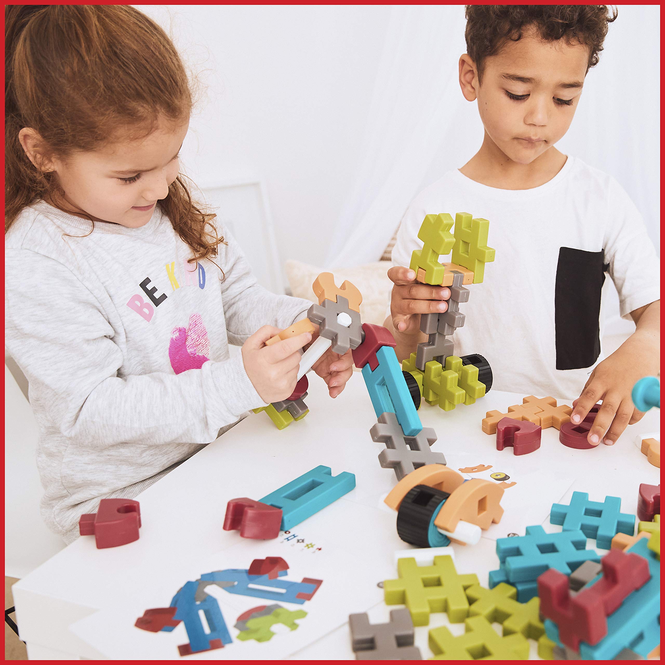 edxeducation Fun Blocks Activity Set - Building Toys for Kids - 83 Pieces - 19 Shapes - Kids Building Toy - 16 Activity Cards