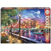 Educa - London at Sunset, Dominic Davison - 2000 Piece Jigsaw Puzzle - Puzzle Glue Included - Completed Image Measures 37.75