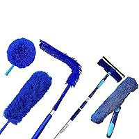 Triple Action High Reach Dusting Kit + Extension Pole Plus Squeegee & Window Washer
