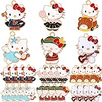 Anjulery 24 Pieces Enamel Cat Charms for Jewelry Making and Crafting - Cute Kitty Charm for Bracelets Earrings Keychains Pendants Necklaces Crafts (24Pcs Cat-K1)