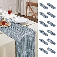 12 Pack Dusty Blue Cheesecloth Table Runner 10FT Long Boho Gauze Table Runner Rustic Sheer Runner for Wedding Bridal Baby Shower Birthday Party Table Decor Thanksgiving Christmas Decorations