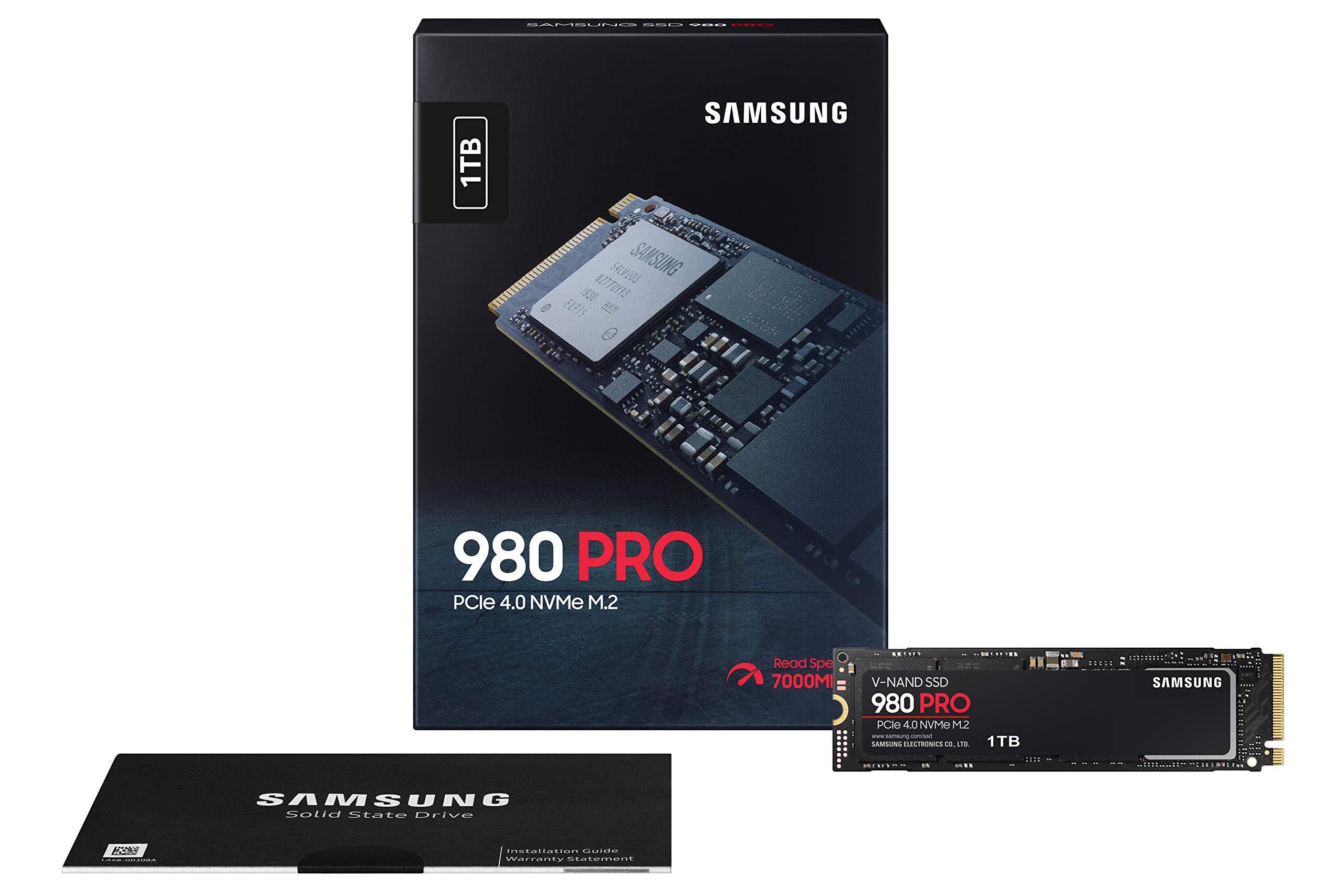 Samsung 980 PRO 1 TB PCIe 4.0 (bis zu 7.000 MB/s) NVMe M.2 (2280) Internes Solid State Drive (SSD) (MZ-V8P1T0BW)