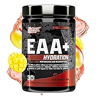 Nutrex Research EAA Hydration | EAAs + BCAA Powder | Muscle Recovery, Strength, Muscle Building, Endurance | 8G Essential Amino Acids + Electrolytes | 30 Servings It's Mango Time
